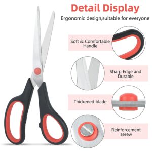 Scissors All Purpose for Office Heavy Duty, 8" Scissors Bulk Pack of 12 for Home Craft Sewing Fabric Supplies, High/Middle School Student Teacher Scissor,Right/Left Handed