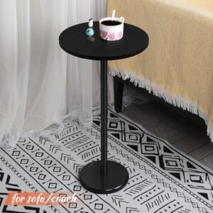 smusei Drink Tables for Small Spaces Pedestal Side Table with Marble Base Small Round Side Table Black Coffee Table for Sofa Couch Chair Patio, Black