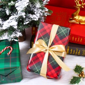 Whaline 12 Sheet Christmas Wrapping Paper Red Black Green Buffalo Plaid Gift Wrap Paper Bulk Folded Flat Classic DIY Craft Paper for Birthday Wedding Party Gift Decor, 19.7 x 27.6 In