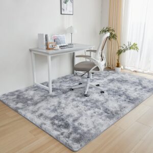 annadaif 4x6 Fluffy Area Rug for Living Room, Light Grey Fuzzy Area Rugs for Bedroom, Plush Shaggy Bedside Rug, Non-Skid Soft Carpet for Indoor Home, Nursery and Living Room Decor