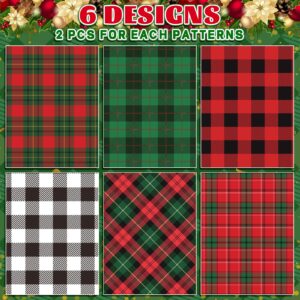 Whaline 12 Sheet Christmas Wrapping Paper Red Black Green Buffalo Plaid Gift Wrap Paper Bulk Folded Flat Classic DIY Craft Paper for Birthday Wedding Party Gift Decor, 19.7 x 27.6 In