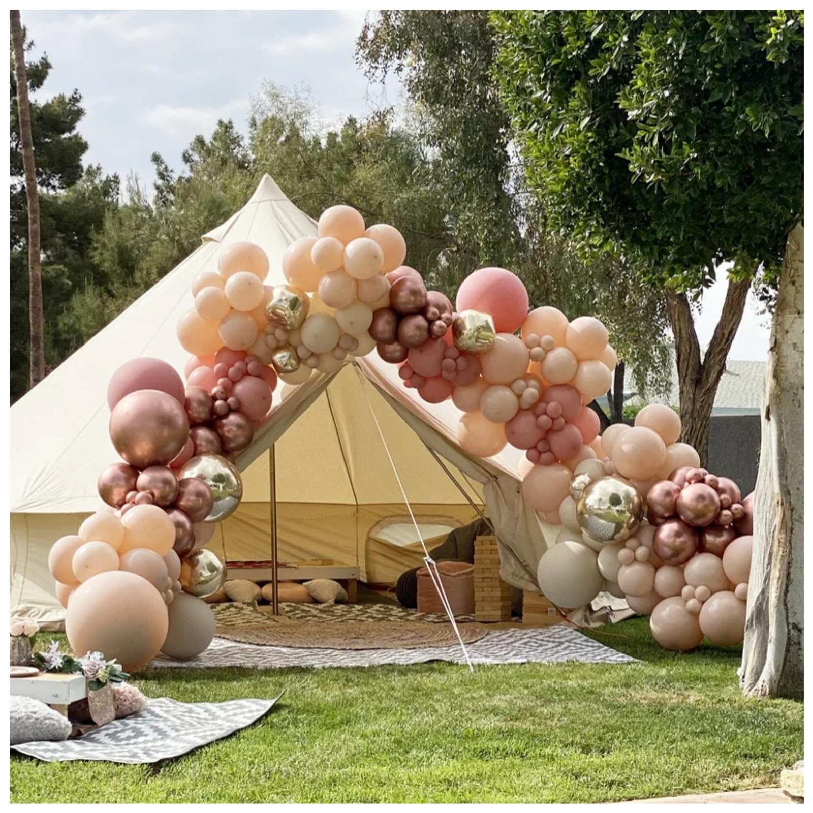 Boho Balloon Arch Kit 158pcs Dusty Rose Balloon Garland Dusty Pink Nude Brown Cream Peach Chrome Rose Gold Balloon Garland Kit for Baby Shower Bridal Wedding Birthday Party Decorations