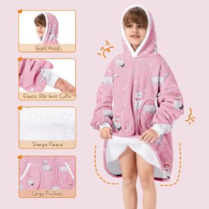 American Trends Wearable Blanket for Kids Gifts Blanket Hoodie for Kids Cozy Warm Oversized Blanket Sweatshirt Gift for Girls and Boys Persian cat