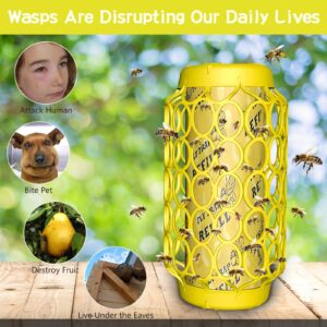 Outdoor Fly Trap, Flying Insects Traps Outdoor Hanging for Patio, Wasp Traps Outdoor Hanging, Flies Traps Sticky Yellow Jacket Trap Catcher Trap, Sticky Fly Insect Deterrent Killer 2 Pack