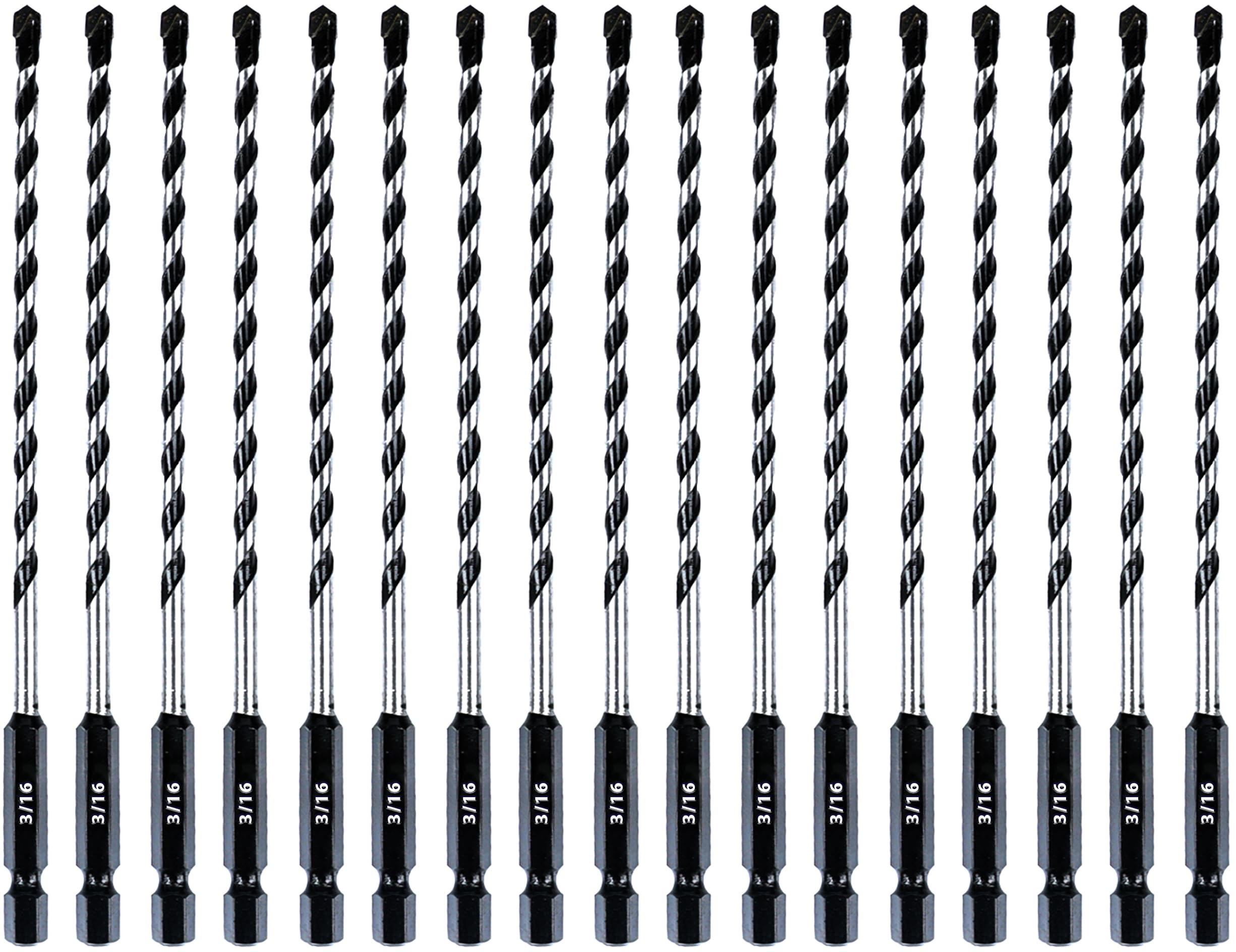 Owl Tools 3/16 Inch Masonry Drill Bits (13 Pack - Industrial Grade - Standard Chuck) 6 Inch All Purpose Masonry Bits for Concrete, Stone, Block, & More!