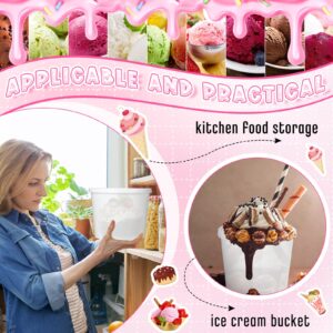 12 Pcs 1 Gallon Ice Cream Buckets with Lids 135 oz Round Plastic Bucket Food Storage Containers Cocktail Rum Buckets for Drinks Freezer Safe Ice Cream Tubs for Deli Soup Meal Flour (Light Color)