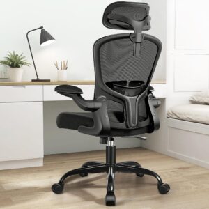 felixking office chair ergonomic desk chair with headrest, high back computer chair with adjustable lumbar support and wheels,executive swivel comfy chair with flip-up armrests for home office