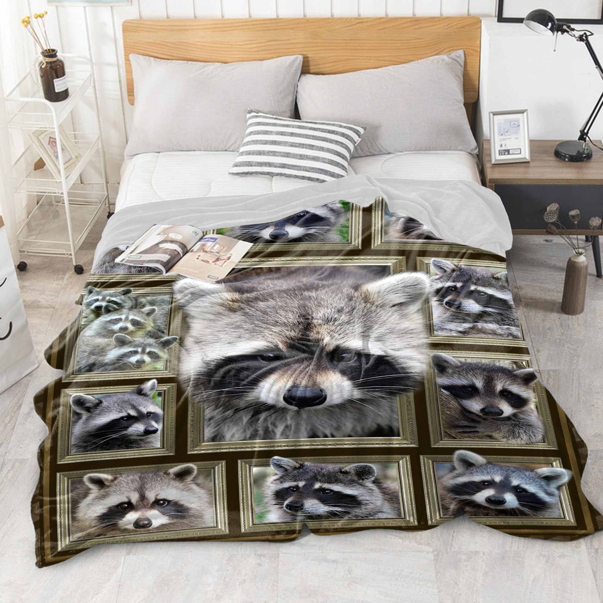 Raccoon Blanket,Gift for Raccoon Lover,Soft Cozy Plush Sofa Bed Couch Throw Animal Blanket for Kids and Adult,50"x60"