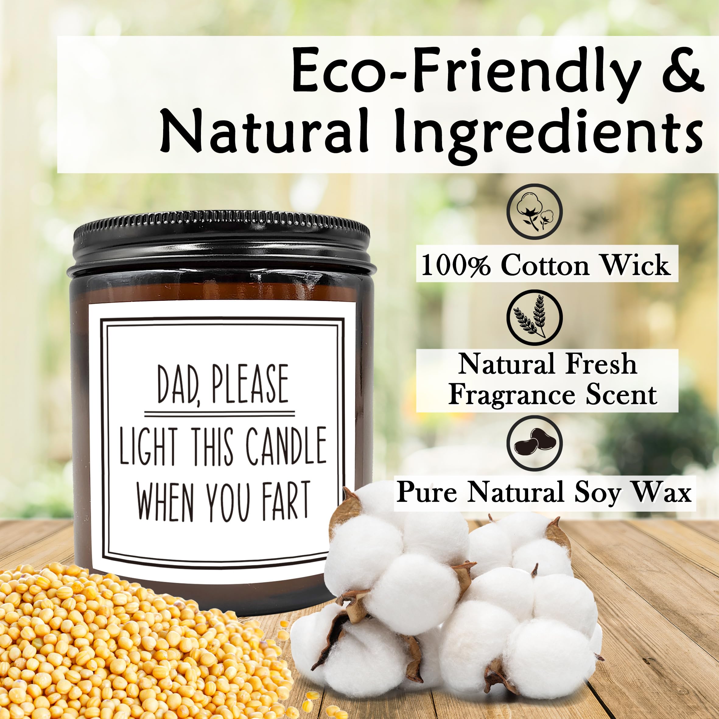 HIWX Funny Dad Daddy Fart Scented Candles, Dad Gifts, Gifts for Dad, Mothers Day Father's Day Gifts, Dad Birthday Christmas Gifts for Dad,Lavender,Vetiver,Sandalwood Scented 8oz Holders Candles Jar