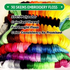 50 Skeins Embroidery Floss Rainbow Color Per Pack Cross Stitch Threads Friendship Bracelets Floss Crafts Floss (50)