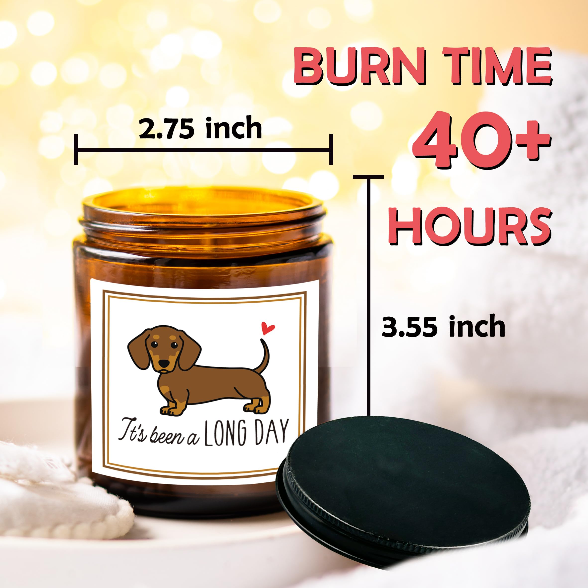 HIWX It's Been a Long Day Wiener Dog Scented Candle, Dachshund Gifts, Dachshund Dog Christmas Candles Gifts For Women Friends Men, Dachshund Wiener Dog Soy Candles For Home Dog Mom Scented 8oz Holders