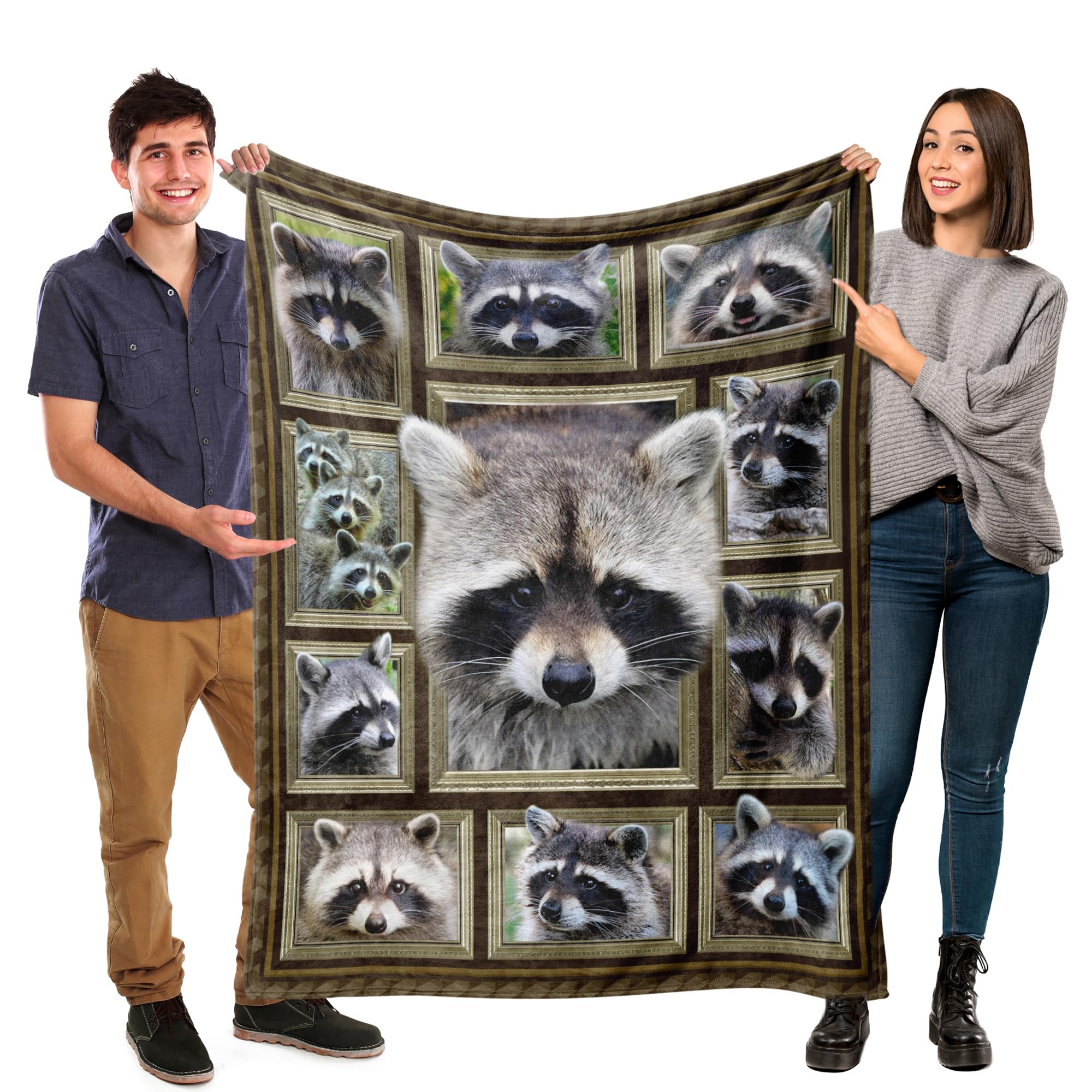 Raccoon Blanket,Gift for Raccoon Lover,Soft Cozy Plush Sofa Bed Couch Throw Animal Blanket for Kids and Adult,50"x60"