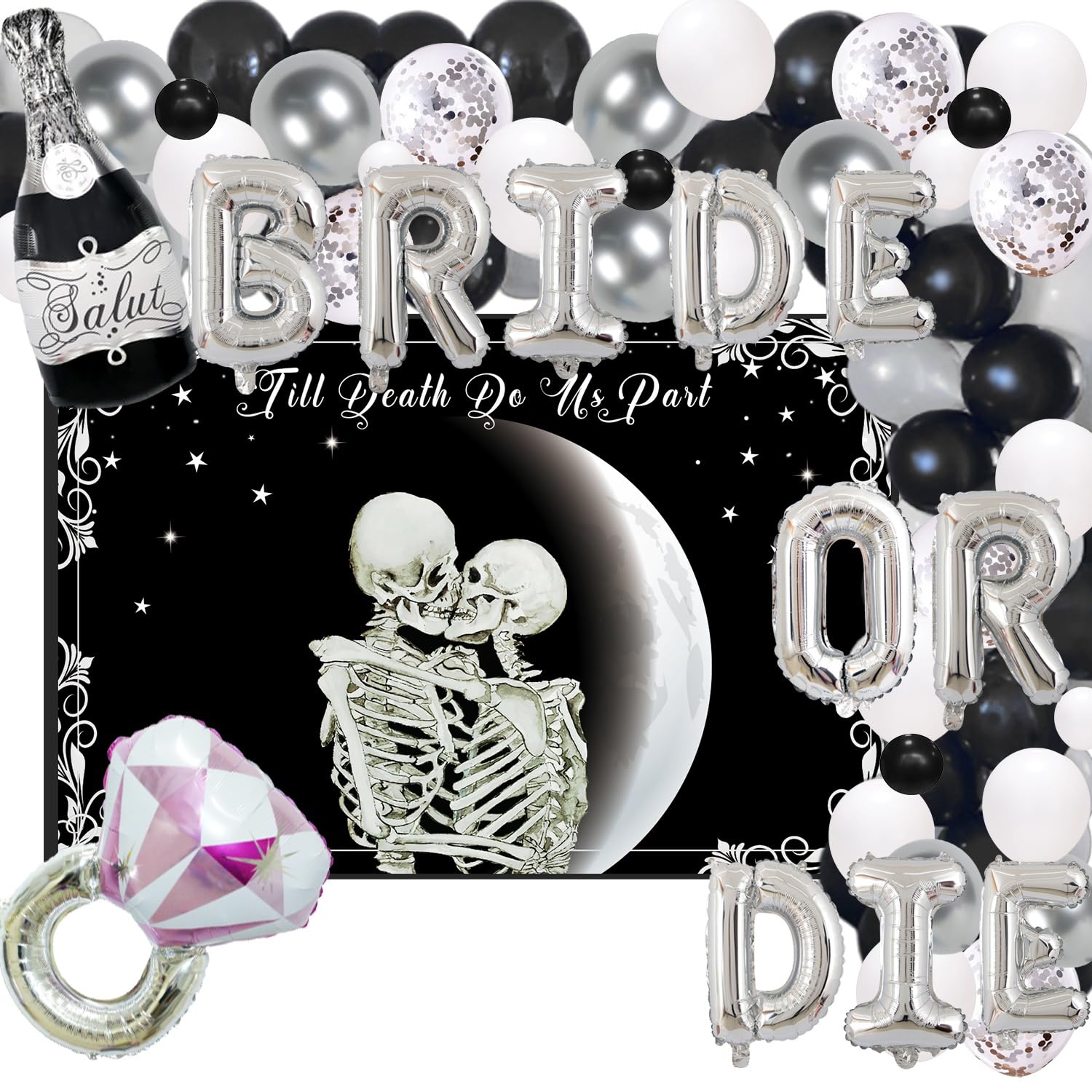 Bride or Die Bachelorette Party Decorations Till Death Do Us Part Backdrop Diamond Ring Balloon Bridal Shower Engagement Decoration Bachelorette Wedding Party Supplies