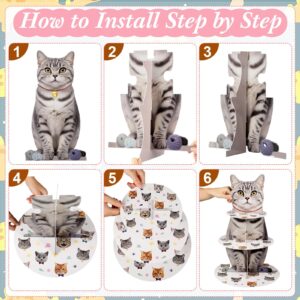 Pasimy Cat Cupcake Stand Party Decorations Cat Theme Cupcake Holder Cardboard 3 Tier Kitten Birthday Party Cake Decorations Pet Lover Dessert Stand for Cat Birthday Party Baby Shower Supplies