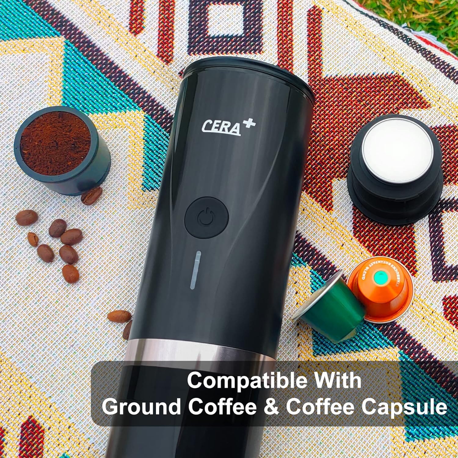 CERA+ Portable Electric Espresso Machine, Self-Heating Coffee Maker, 20 Bar Pressure Compatible with NS Pods & Ground Coffee for Travel, Camping, Office, Home(Black) today