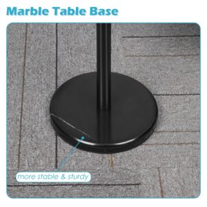 smusei Drink Tables for Small Spaces Pedestal Side Table with Marble Base Small Round Side Table Black Coffee Table for Sofa Couch Chair Patio, Black