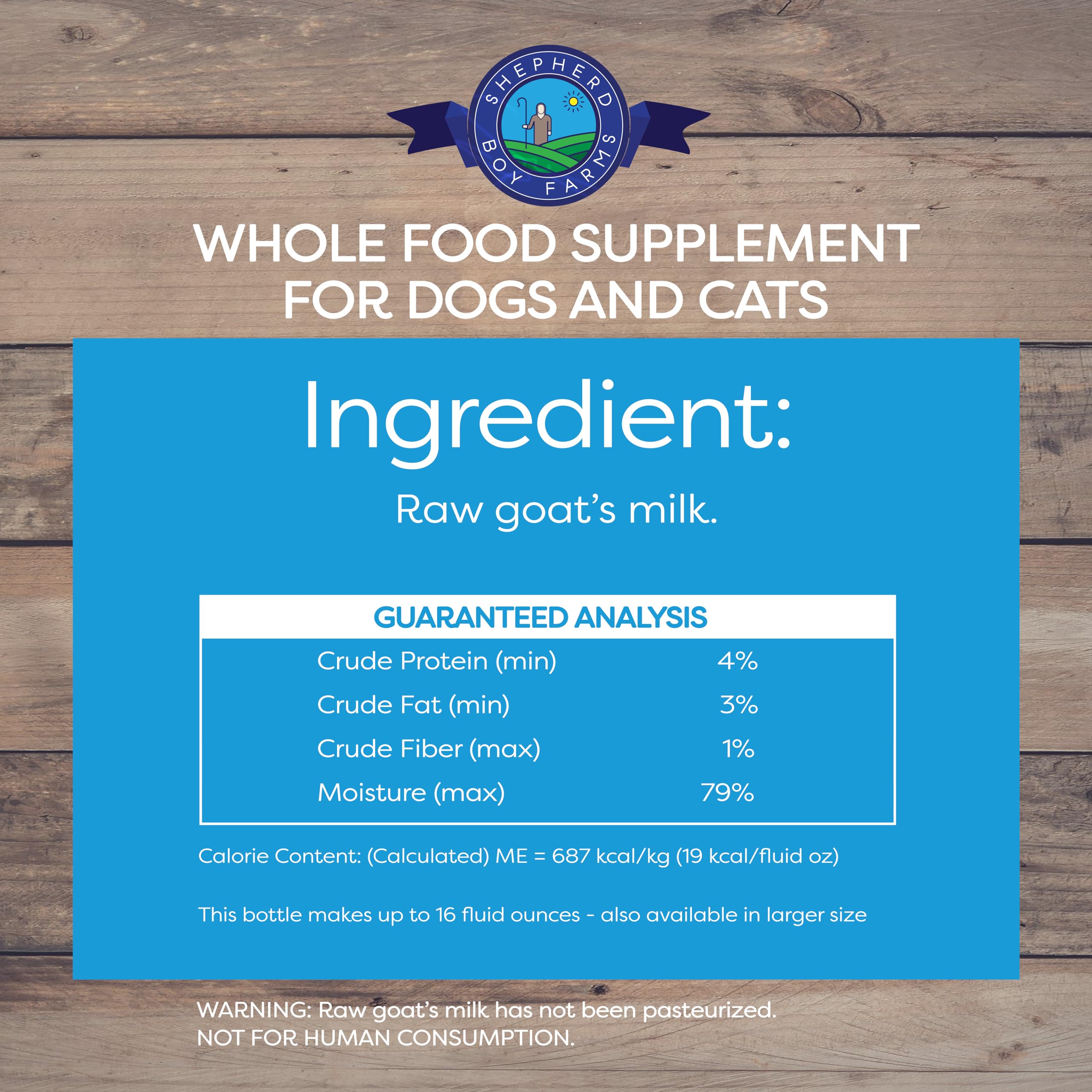 Shepherd Boy Farms Freeze Dried Raw Goats Milk with Probiotics for Dogs & Cats (Classic), High Protein, Digestible Goat Milk Powder for Sensitive Stomachs, Raw Nutrition, Food Toppers - Makes 16 FL OZ