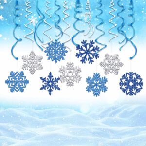 Winter Wonderland Party Decorations,Frozen Party Decorations,Snowflake Hanging Swirl Decorations,Snowman Party Streamers for Birthday Theme Party Together Baby Shower