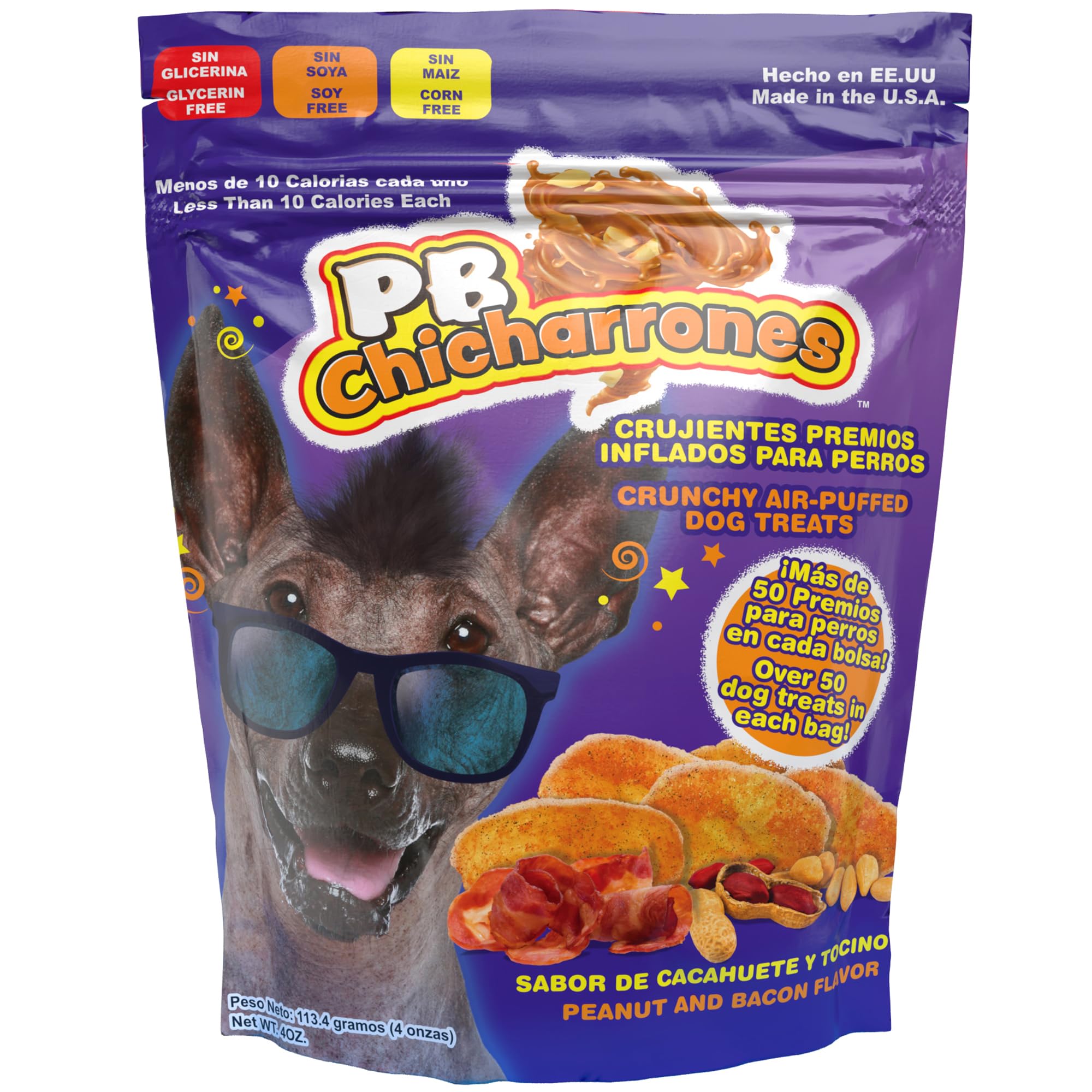 Fun Pet Group: PB Chicharrones - 4oz -Dog Treats, Light Crunchy Treat w/Latin Flavors -Trata de Perro, Un Premio Ligero y Crujiente Con Sabores Latinos