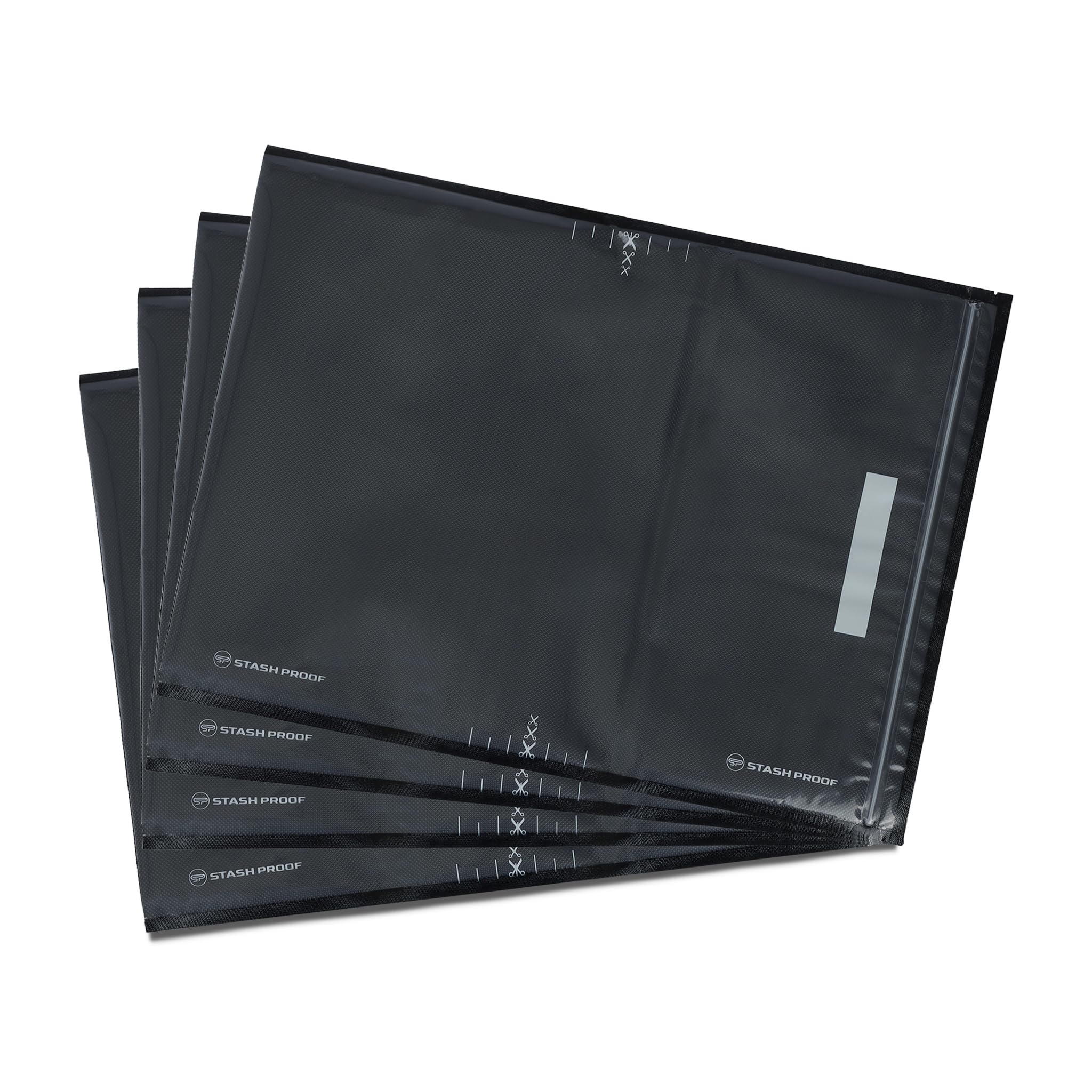 Stash Proof Resealable Zipper Vacuum Seal Bags 15" x 20" (50 Count) 5.5 Mil (Black and Clear) - BPA Free Commerical Grade Food Saver for Storage, Sous Vide, and Meal Prep Sealer Bag