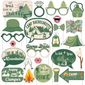 balterever 24pcs camp bachelorette photo booth props camping bachelorette party decoration cabin glamping mountain lake hiking bachelorette party favor for bridal shower wedding engagement party decor