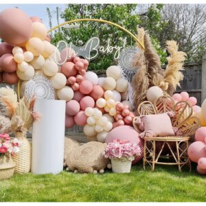 Boho Balloon Arch Kit 158pcs Dusty Rose Balloon Garland Dusty Pink Nude Brown Cream Peach Chrome Rose Gold Balloon Garland Kit for Baby Shower Bridal Wedding Birthday Party Decorations