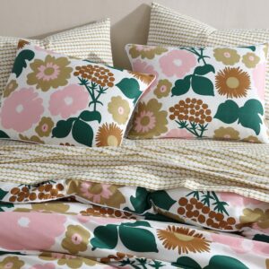 Marimekko - King Duvet Cover Set, Organic Cotton Bedding with Matching Shams, Bold Floral Home Decor, GOTS Certified (Pieni Kukkatori Pink, King)