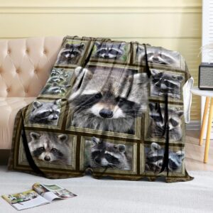 Raccoon Blanket,Gift for Raccoon Lover,Soft Cozy Plush Sofa Bed Couch Throw Animal Blanket for Kids and Adult,50"x60"