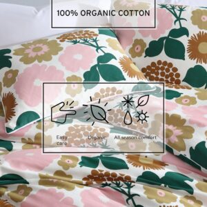 Marimekko - King Duvet Cover Set, Organic Cotton Bedding with Matching Shams, Bold Floral Home Decor, GOTS Certified (Pieni Kukkatori Pink, King)