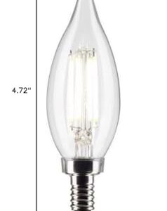 Satco 3012445 60W Equivalence CA10 Flame Tip E12 Candelabra Filament Warm White LED Bulb Pack of 2