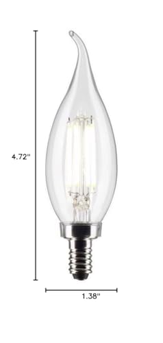 Satco 3012445 60W Equivalence CA10 Flame Tip E12 Candelabra Filament Warm White LED Bulb Pack of 2