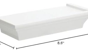 Greenbrier White Plastic Floating Shelf. 8.6 inches x 4 Inches. Holds Up to 5 Pounds.