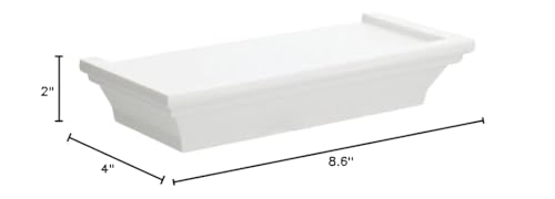 Greenbrier White Plastic Floating Shelf. 8.6 inches x 4 Inches. Holds Up to 5 Pounds.