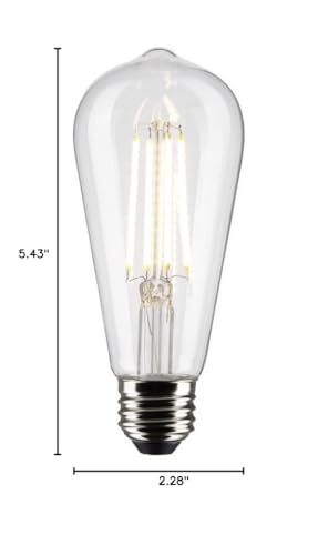 Satco S21870 8 Watt ST19 LED Bulb, Clear: Medium Base, 2700K, 800 Lumens, 2-Pack