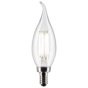 Satco 3012445 60W Equivalence CA10 Flame Tip E12 Candelabra Filament Warm White LED Bulb Pack of 2