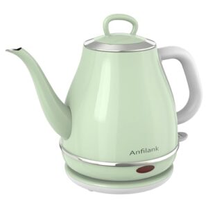 anfilank electric gooseneck kettle, 1l 1500w fast boil, 100% stainless steel bpa free pour-over coffee & tea kettle, water boiler with auto shut & boil-dry protection, green