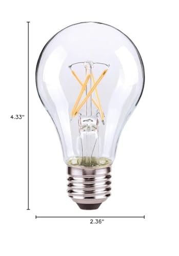 Satco S12460 5 Watt A19 LED Bulb, Clear, 2700K, Medium Base, 120 Volt, 4-Pack