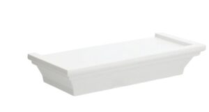 greenbrier white plastic floating shelf. 8.6 inches x 4 inches. holds up to 5 pounds.