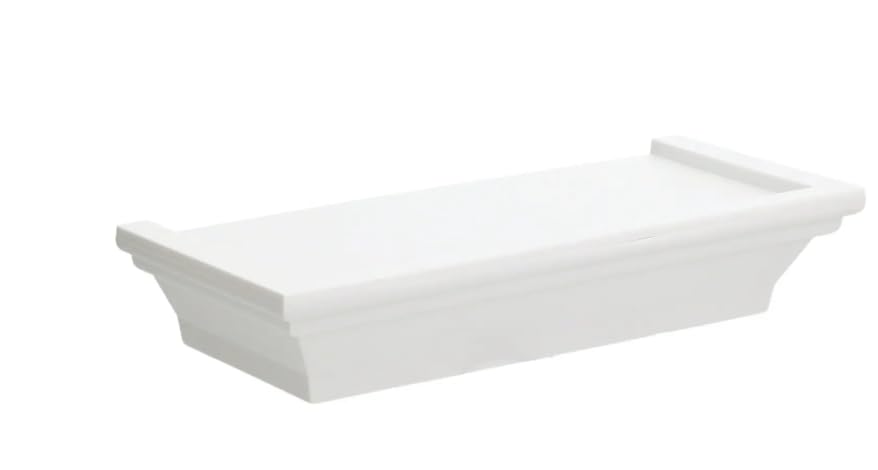 Greenbrier White Plastic Floating Shelf. 8.6 inches x 4 Inches. Holds Up to 5 Pounds.