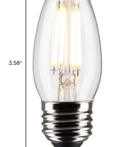 Satco S21837 5.5 Watt B11 LED Bulb, Clear, Medium Base, 2700K, 500 Lumens, 120 Volt, 2- Pack