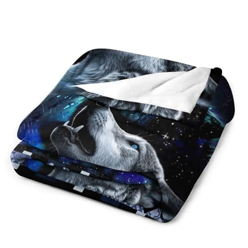 Wolf Blanket Wolfs Print Throw Blankets for Couch Sofa Bed Stuff Decor Lightweight Soft Cozy Fleece Plush Warm Flannel Bedding Blanket for Girls Boys Kids Teen Man Women Adults 40"x50"