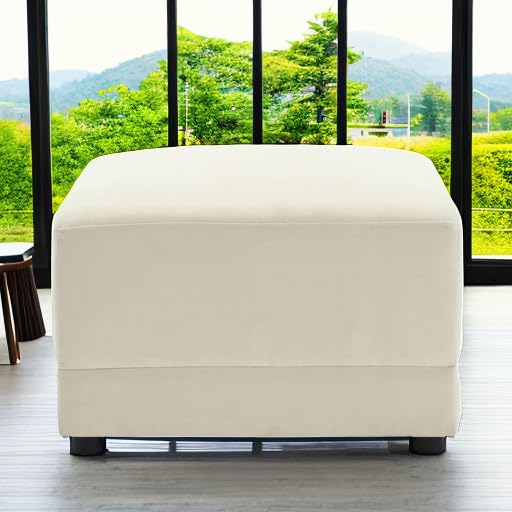 Morden Fort Ottoman Foot Rest for Sectional Couch Modular Sectional Sofa DIY [No Latch Fixing] Comfy Ottoman for Bedroom Living Room Sofa Couch Floor Ottoman Sturdy Backrest - Square Ottoman (Beige)