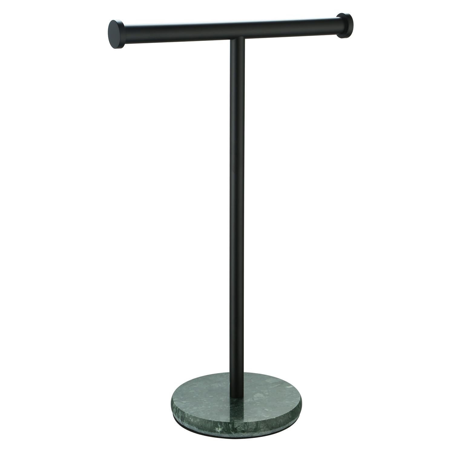 Hand Towel Rack Stand, Bathroom Countertop Towel Holder,Marble Base, Green Base,SUS304 Stainless Steel Matte Black Rod, G370C