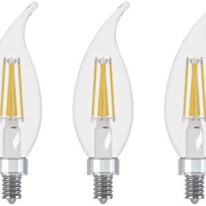 GE (3 Bulbs) Refresh LED Energetic Daylight LED CAC Lightbulb, Candelabra Base, 60 watt Equivalent, Dimmable, Clear Finish, HD Light, LED Decorative, Bent tip Chandelier Light Bulb