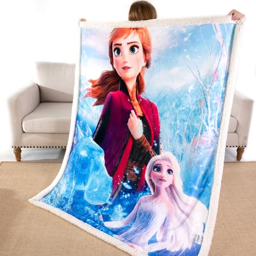 Kids Sherpa Flannel Throw Blanket 50" x 60 inches, Super Soft Cozy Plush Blanket for Indoor and Outdoor Use (Frozen-3, Throw(50'' × 60''))