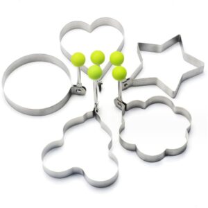 5pcs stainless steel egg ring molds for cooking - heart, flower, star egg round ring set kitchen breakfast kit egg heart shaped pancake mold for kitchen cooking breakfasts tools