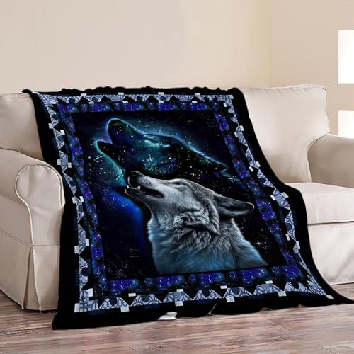 Wolf Blanket Wolfs Print Throw Blankets for Couch Sofa Bed Stuff Decor Lightweight Soft Cozy Fleece Plush Warm Flannel Bedding Blanket for Girls Boys Kids Teen Man Women Adults 40"x50"