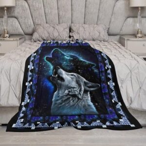 Wolf Blanket Wolfs Print Throw Blankets for Couch Sofa Bed Stuff Decor Lightweight Soft Cozy Fleece Plush Warm Flannel Bedding Blanket for Girls Boys Kids Teen Man Women Adults 40"x50"