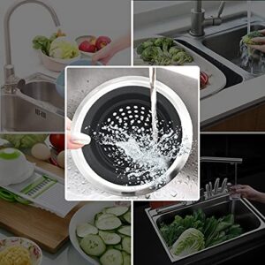 MW-NIHOLA 2PCS Sink Strainers,Flexible Silicone and Stainless Steel Kitchen Sink Drainer Baskets，Large Wide Rim 4.5 inch Diameter,Rust Free,Prevent Food Residues from Clogging