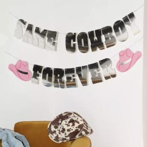 xo, Fetti Same Cowboy Forever Banner - Iridescent, 5 Ft. | Bachelorette Party Decorations, Fun Western Bach Backdrop, Rodeo Banner, Gag Gift